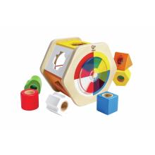 Bio-Babyspielzeug – Feinmotorik fördern – pädagogisches Spielzeug – Waldorf geeignet – Beleduc 7-teilige Sortierbox Shake und Match / Steckspiel / Suchspiel