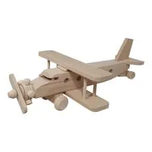 Flugzeug Holz-Doppeldecker Massivholz-Flieger