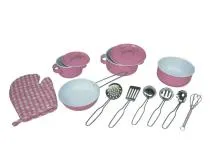Kinder-Kochgeschirr in rosa– Kaffeetafel decken mit Tassen und Untertassen – passt in jede Kinderküche