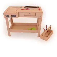Werkbank für Kinder Kinder-Holzwerkbank Hobelbank - kreatives Holzspielzeug – Öko Holzspielzeug – Holzspielzeug Motorik – Spielsachen für 3-Jährige - Kinderwerkbank