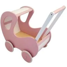 Puppenwagen mit Himmel - Holz - DW18 rosa-weiß – Lauflernwagen – Laufwagen – Buggy – Puppenmutti – Baby Born Puppe