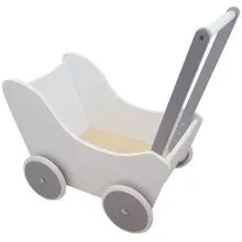 Puppenwagen aus Holz - DW18 silber und weiß– Lauflernwagen – Laufwagen – Buggy – Puppenmutti – Baby Born Puppe