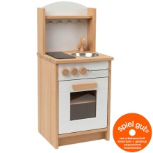 Kinderküche Däumelinchen weiß aus Buche Vollholz mit Spiel gut Siegel