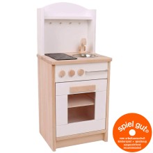 Kinderküche Däumelinchen weiß aus Buche Vollholz mit Spiel gut Siegel