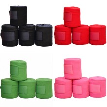 Fleece Bandagen 4er Set - In den Farben schwarz, rot, grün, rosa - Für Holzpferde