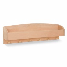 Montessori Garderobe aus Erlenholz, große Kindergarderobe MILANO mit Ablagefach, freigestellt auf weißem Hintergrund.
