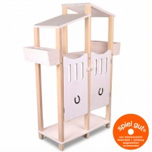 Steckenpferd Stall klein für 2 Hobby Horse aus Holz in Weiß mit Saloontür und Futterfach