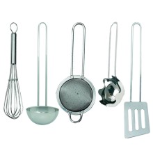 5-teiliges Kinder Küchenhelfer Set aus glänzendem Edelstahl