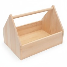 Kinder Werkzeugkasten Massivholz Natur freigestellt auf weißem Hintergrund