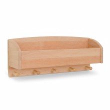 Montessori Garderobe aus Erlenholz, kleine Kindergarderobe PORTO mit Ablagefach, freigestellt auf weißem Hintergrund.