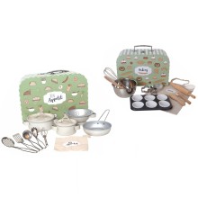 Kinderküche Zubehör 3er Set - 29-teilig - mit Koch- Back- und Schürzen Set