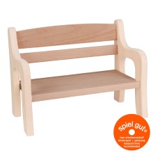 Puppenbank in weiß-natur aus Holz für zwei große Puppen