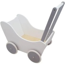 Puppenwagen aus Holz | Lauflernwagen weiss-silber | DW 38-6020-20