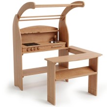 Holz Kinderküche Spielständer in Natur und geölt – zwei Farbvarianten aus Erlenholz verfügbar
