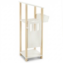 Steckenpferd Stall klein für 1 Hobby Horse aus Holz in Weiß mit Saloontür und Futterfach