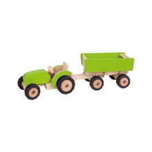 Traktor mit Anhänger aus Holz in Grün von goki